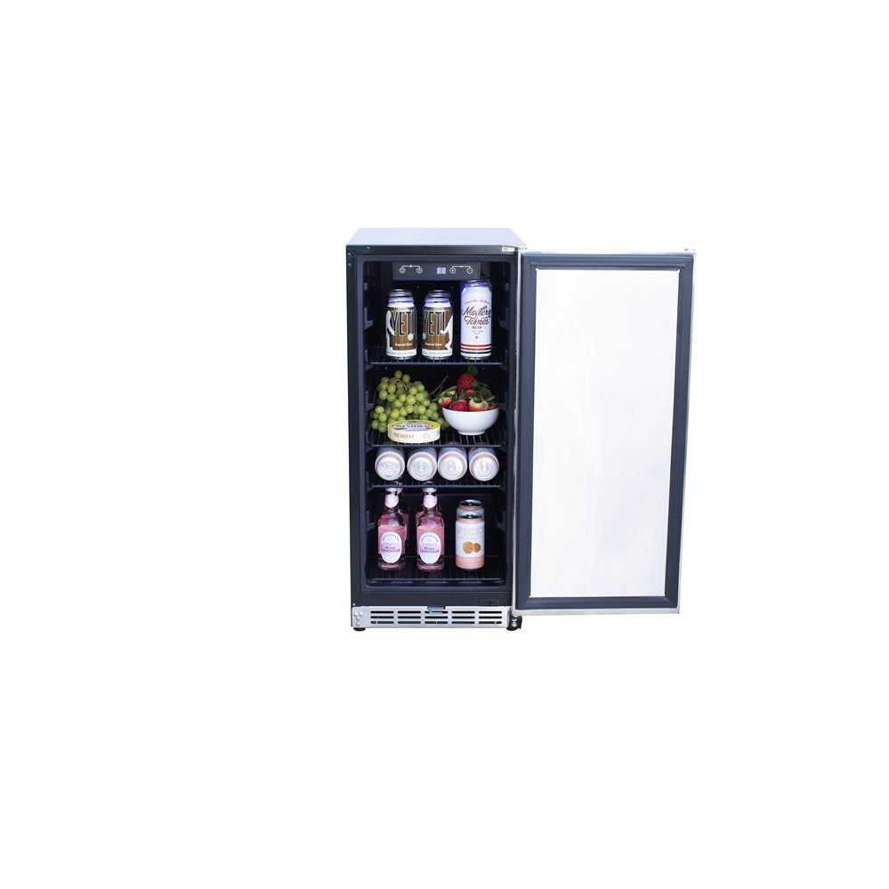 TrueFlame AMD 15" Outdoor Rated Fridge with Stainless Door