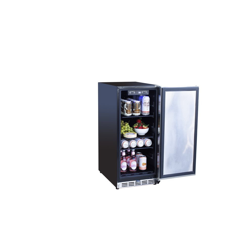 TrueFlame AMD 15" Outdoor Rated Fridge with Stainless Door