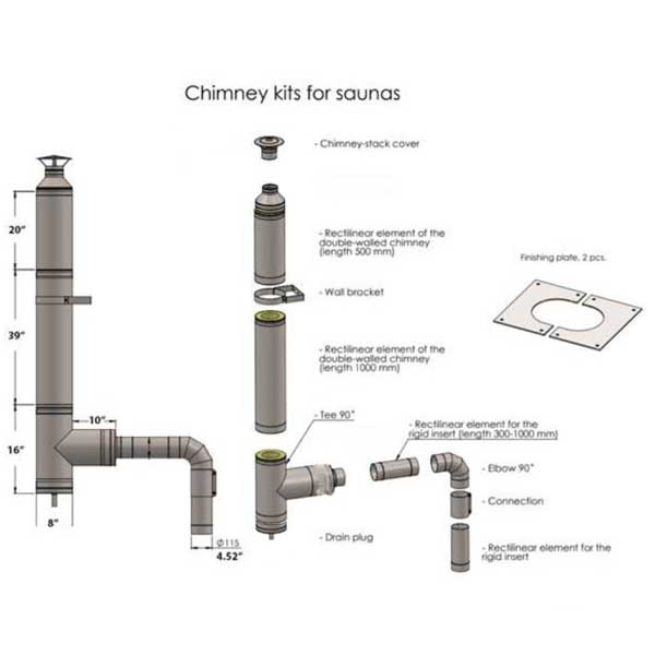 Sauna Heaters LeisureCraft Chimney Set for out the Side with Elbow