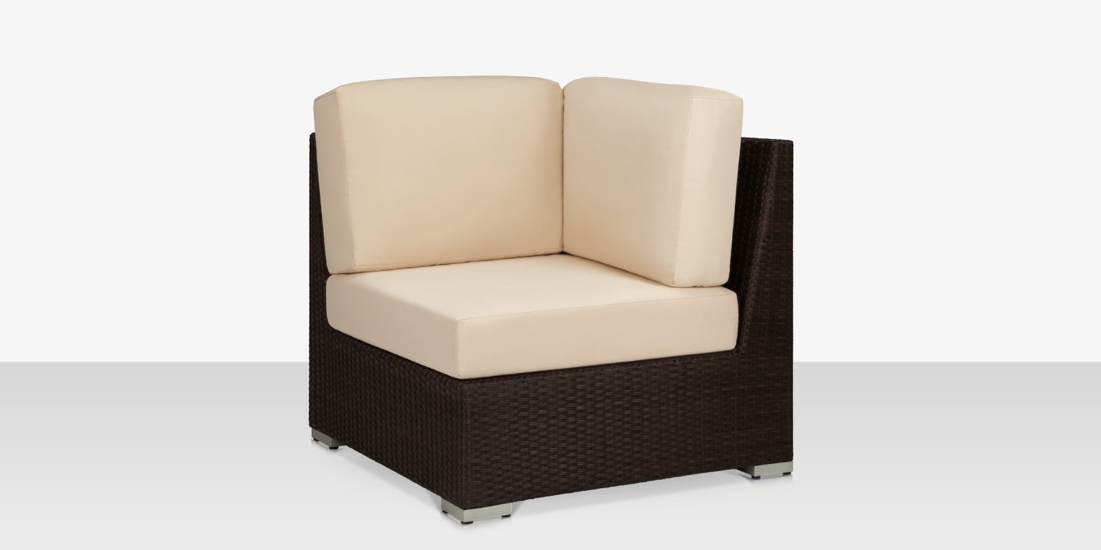 Lucaya Corner Square- Espresso- with Standard Off-White Cushion