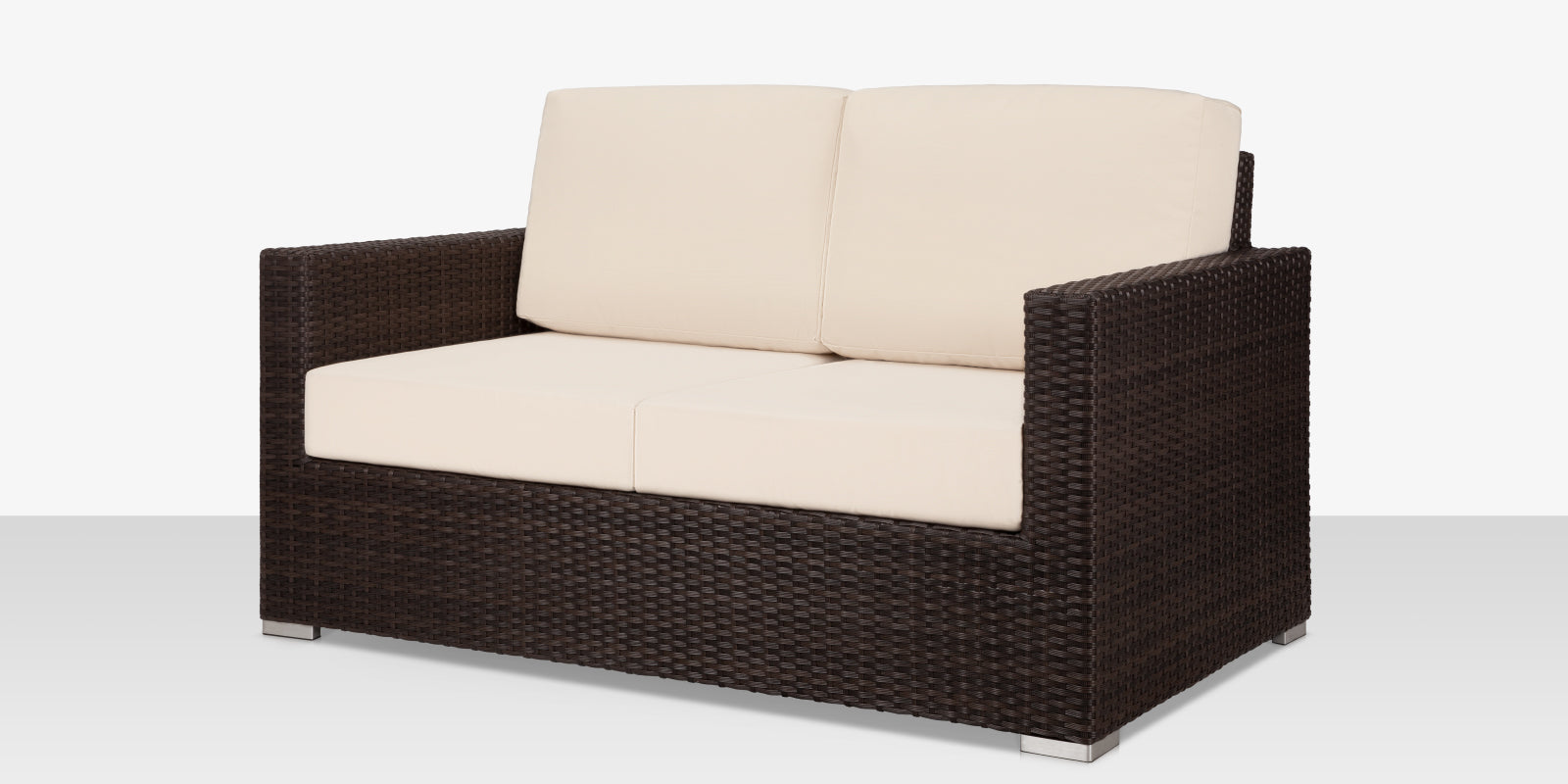 Lucaya Loveseat-Espresso- with Standard Off-White Cushion