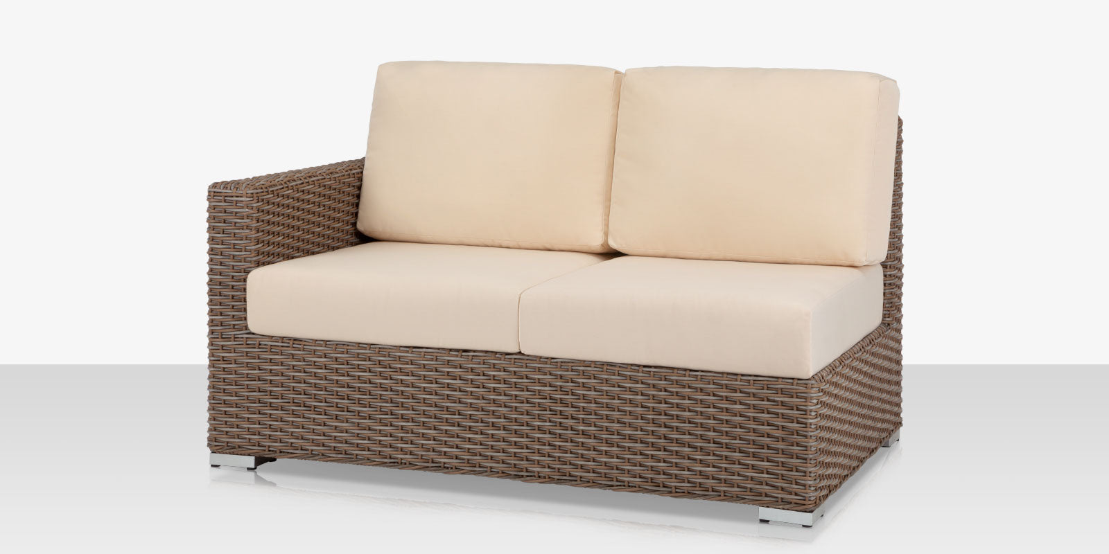 Lucaya Left Arm Loveseat- California Sand- with Standard Off-White Cushion