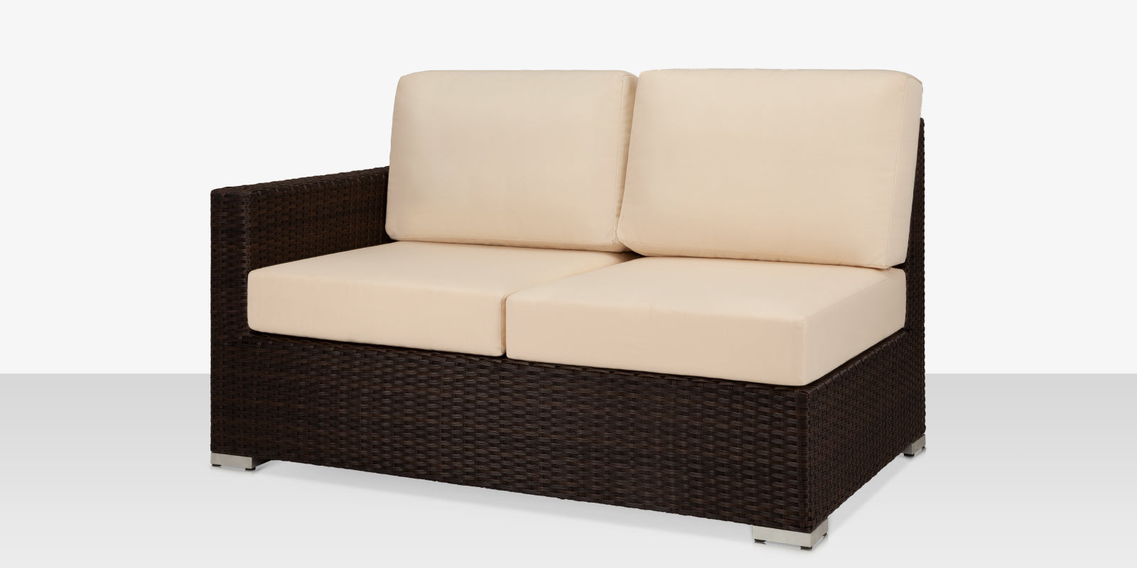 Lucaya Left Arm Loveseat- Espresso- with Standard Off-White Cushion