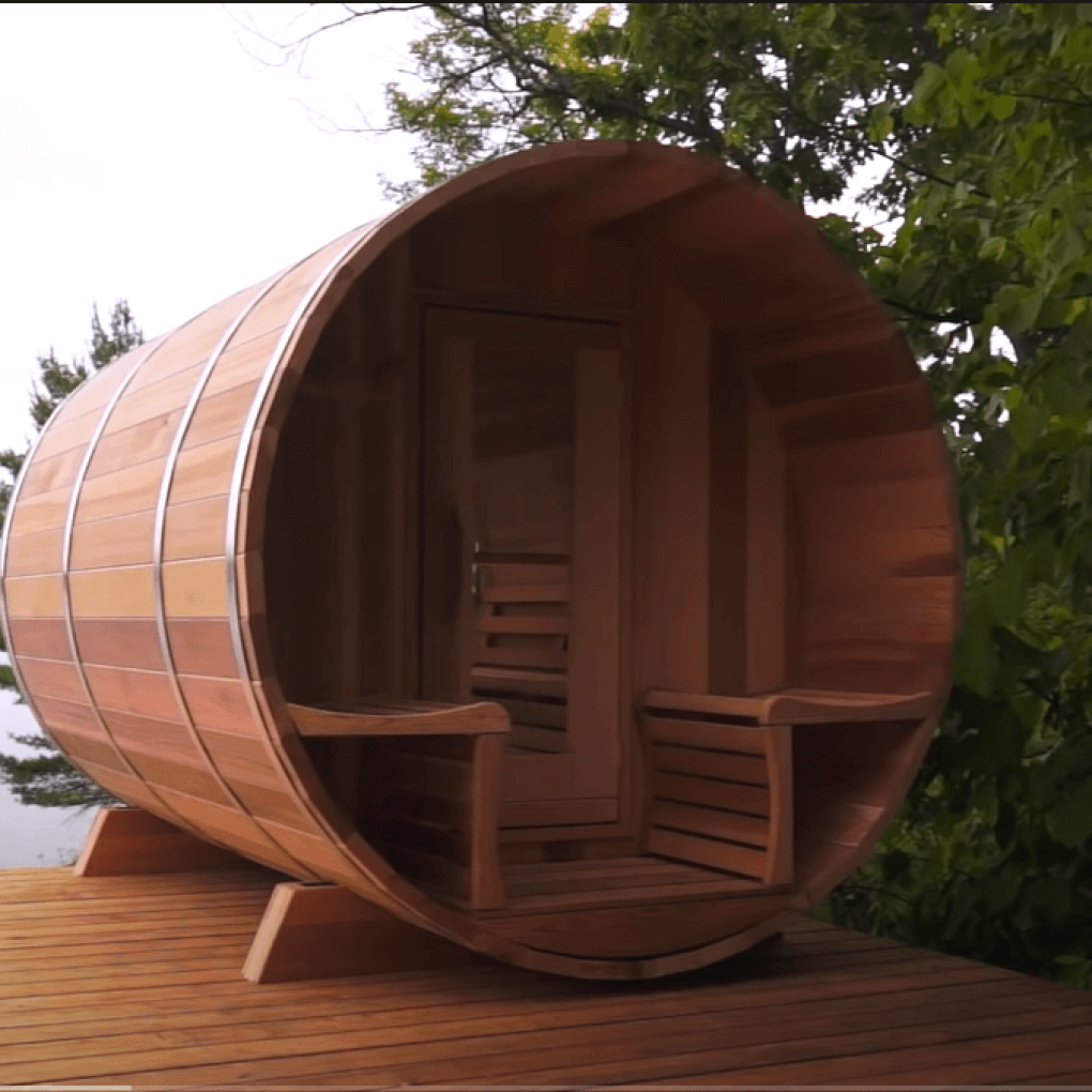 Panoramic View Cedar Barrel Saunas