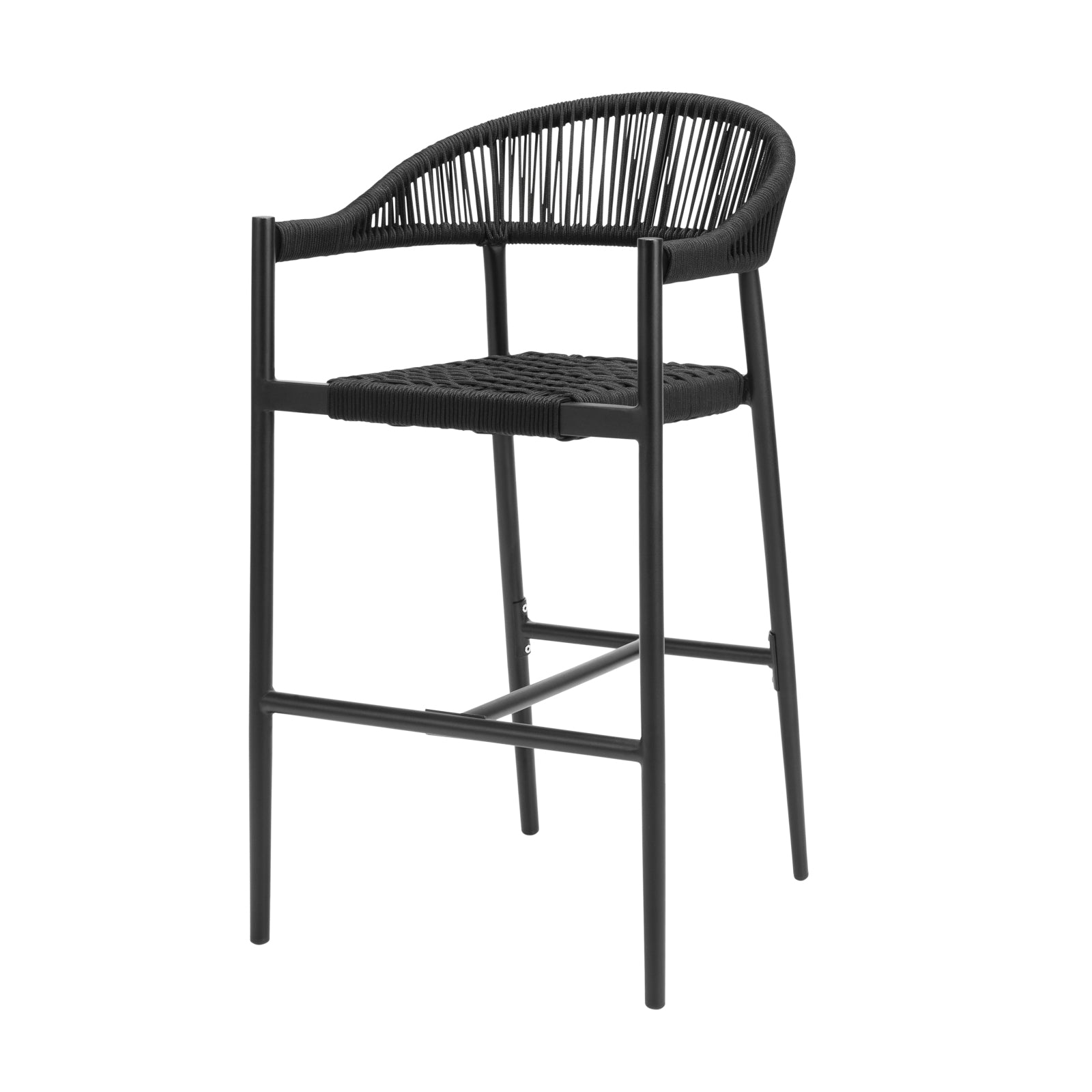 Skye Bar Arm Chair - Tex Black Frame with Black Durarope