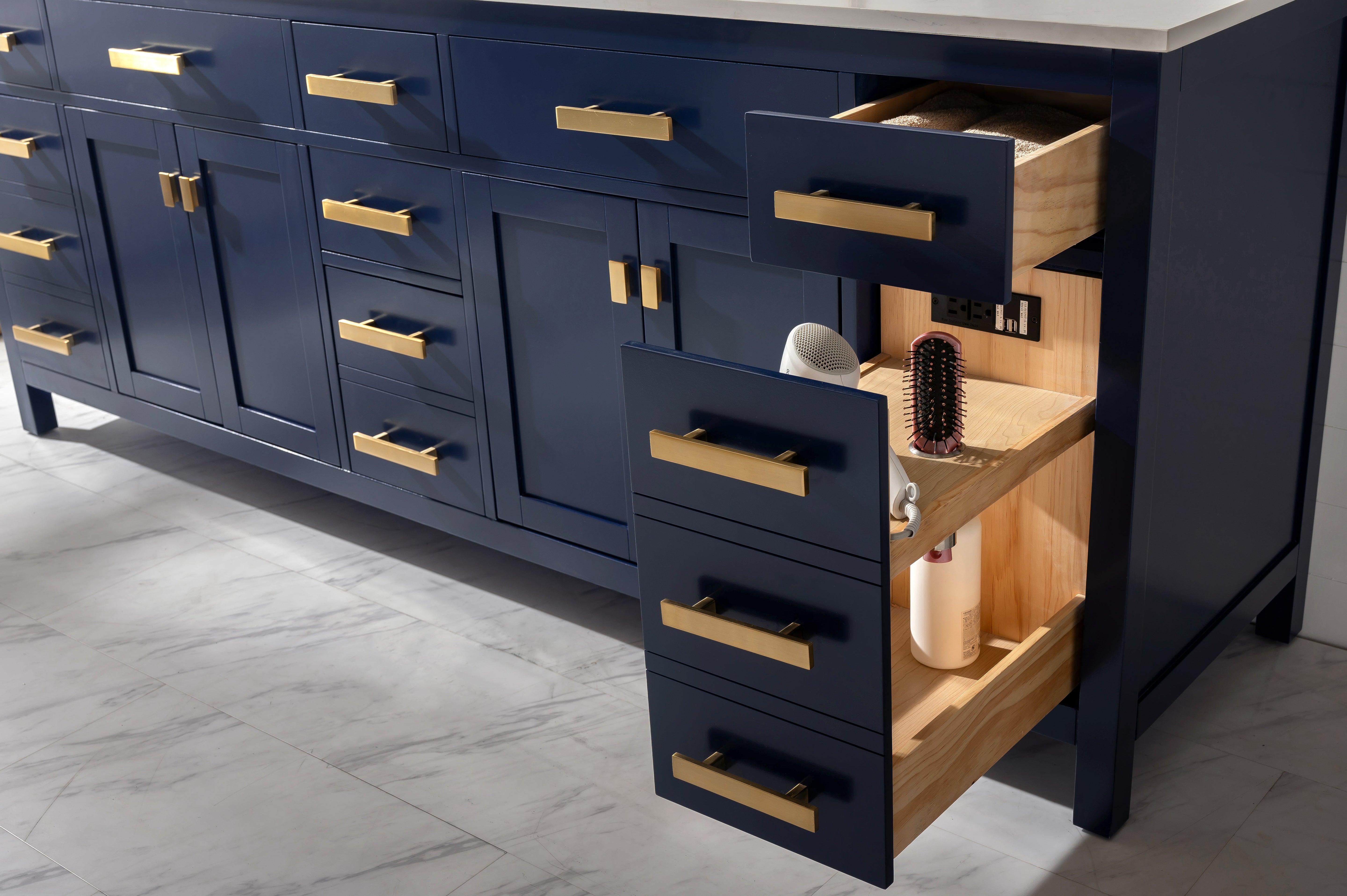 Valentino 84" Double Sink Vanity with White Quartz Top