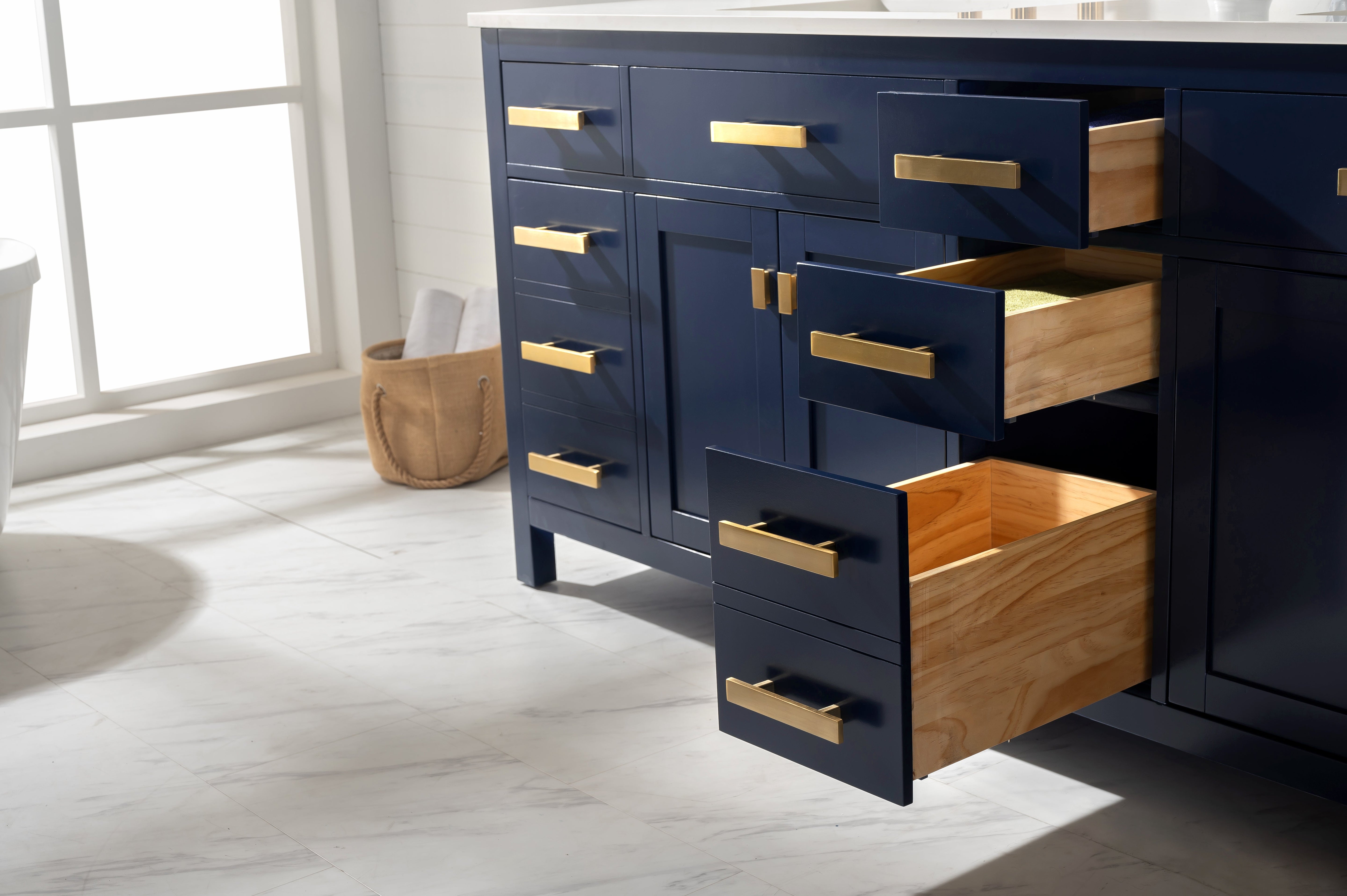 Valentino 84" Double Sink Vanity with White Quartz Top