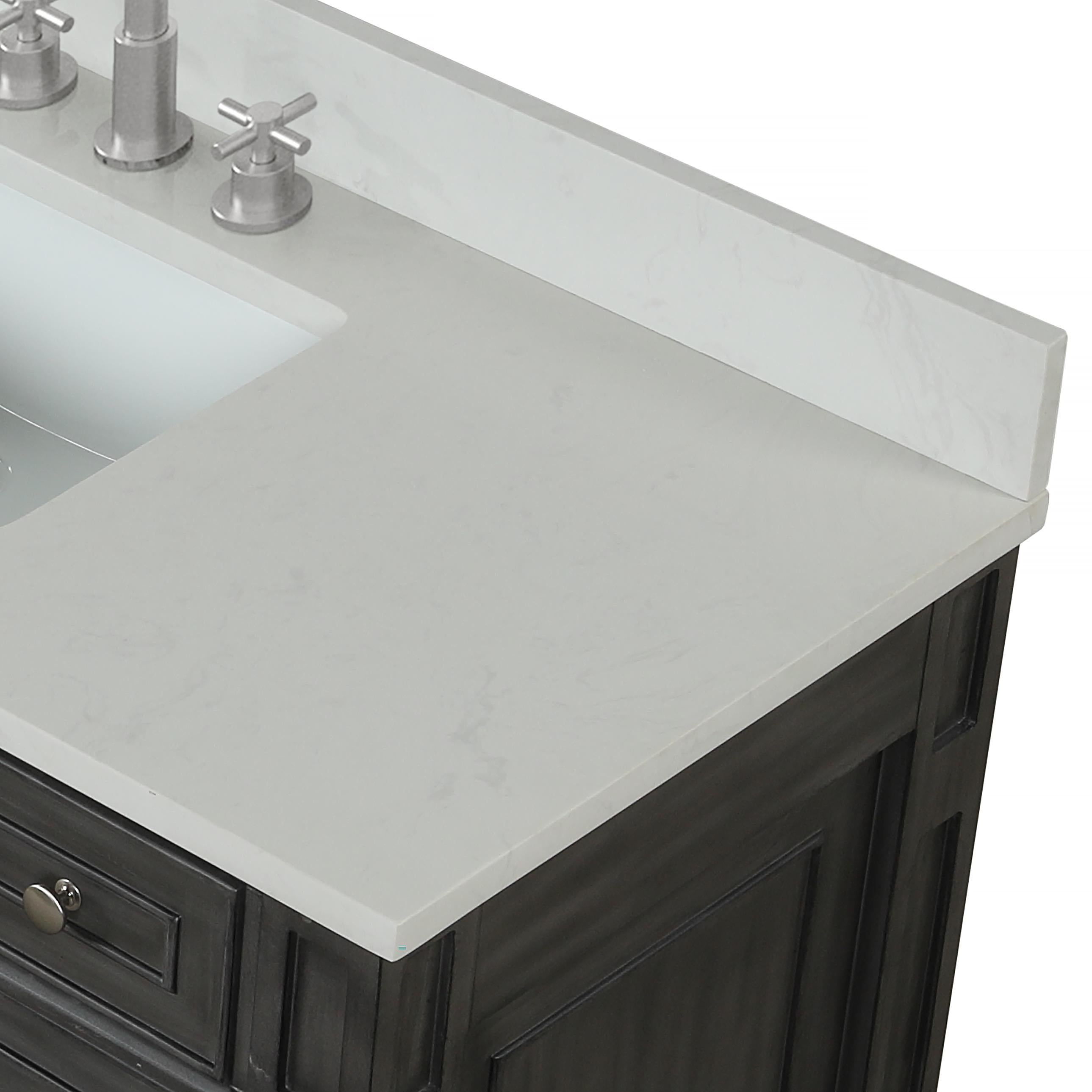 Winston Grey 72" Double Sink Vanity with White Quartz Top