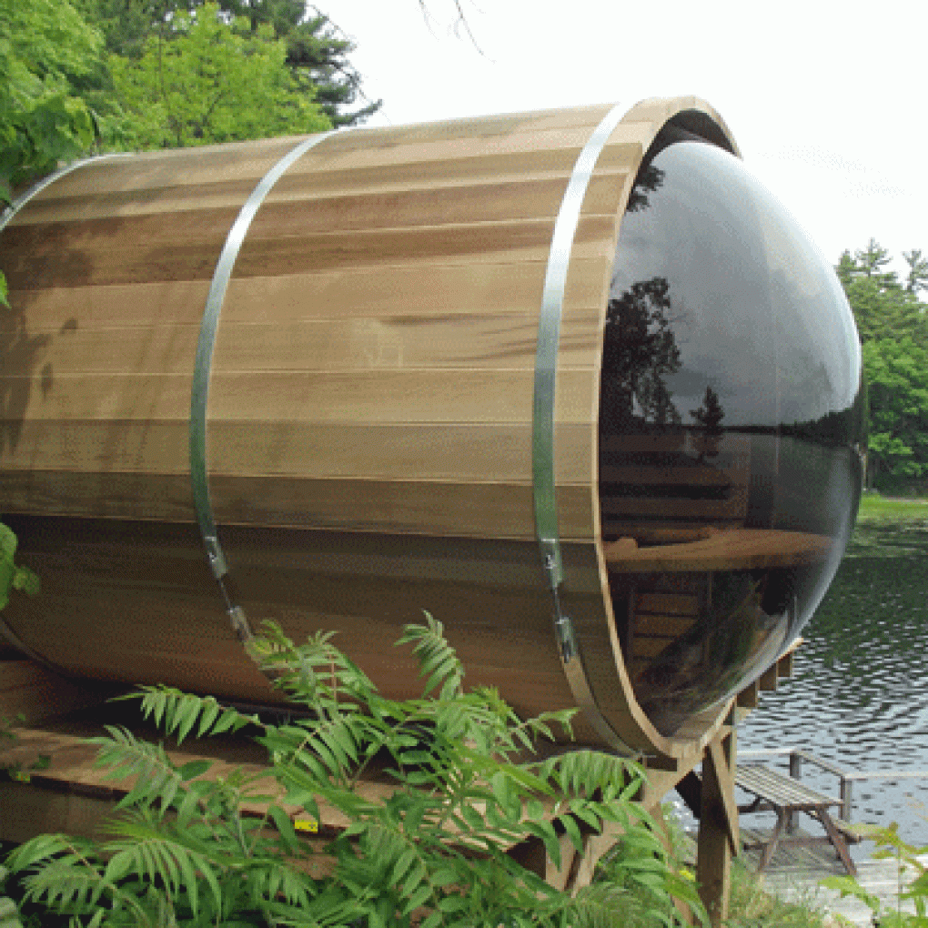 Panoramic View Cedar Barrel Saunas