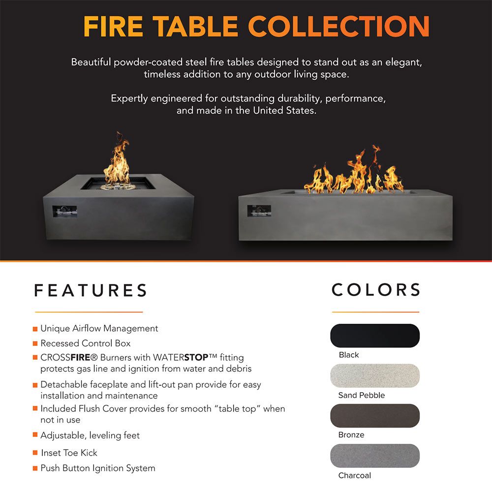 WARMING TRENDS AON S56  SQUARE GAS FIRE TABLE -56 INCH