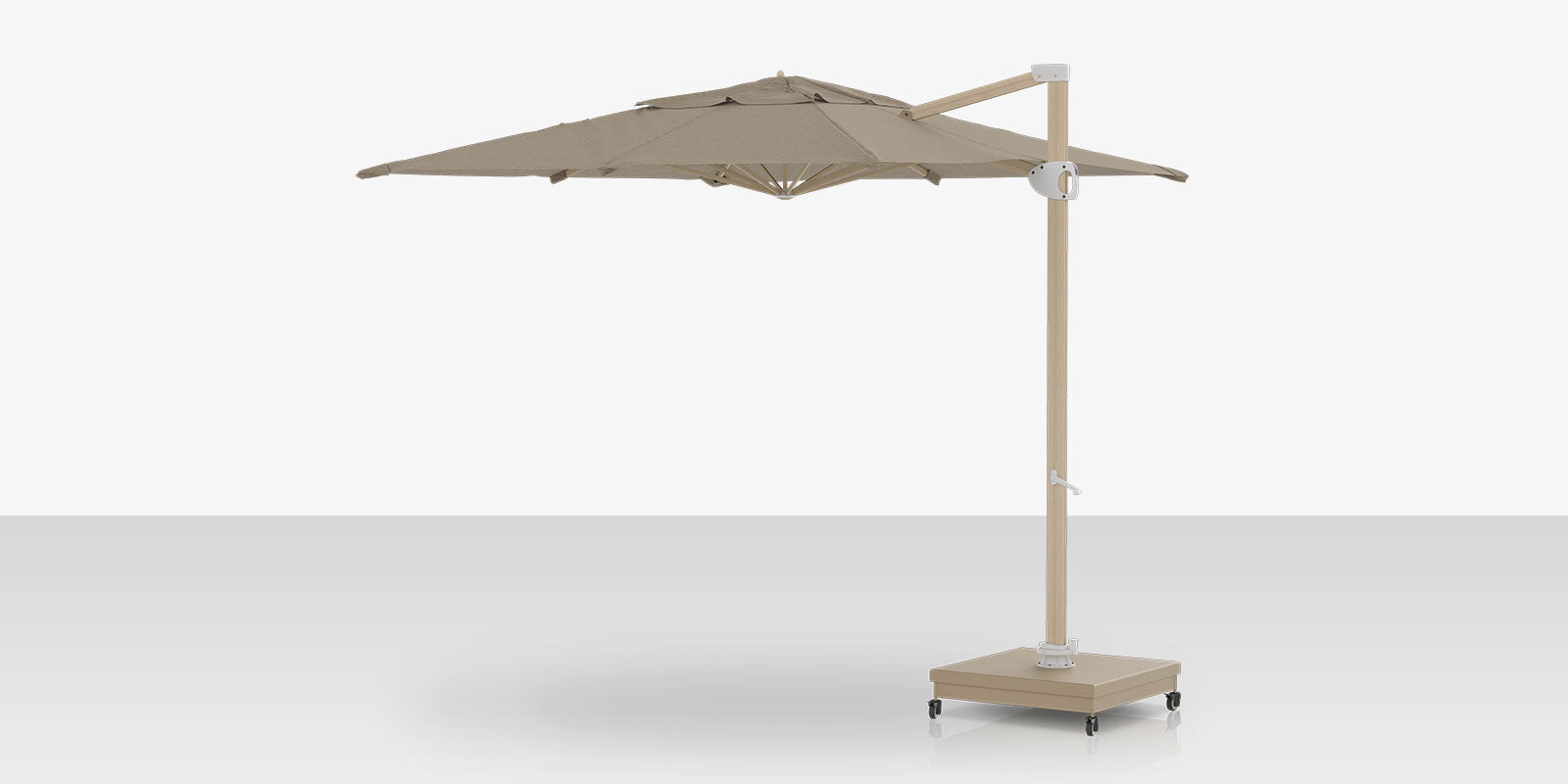 Rio Grande 10' Cantilever Umbrella (Square) Wood Grain Finish Linen Tweed