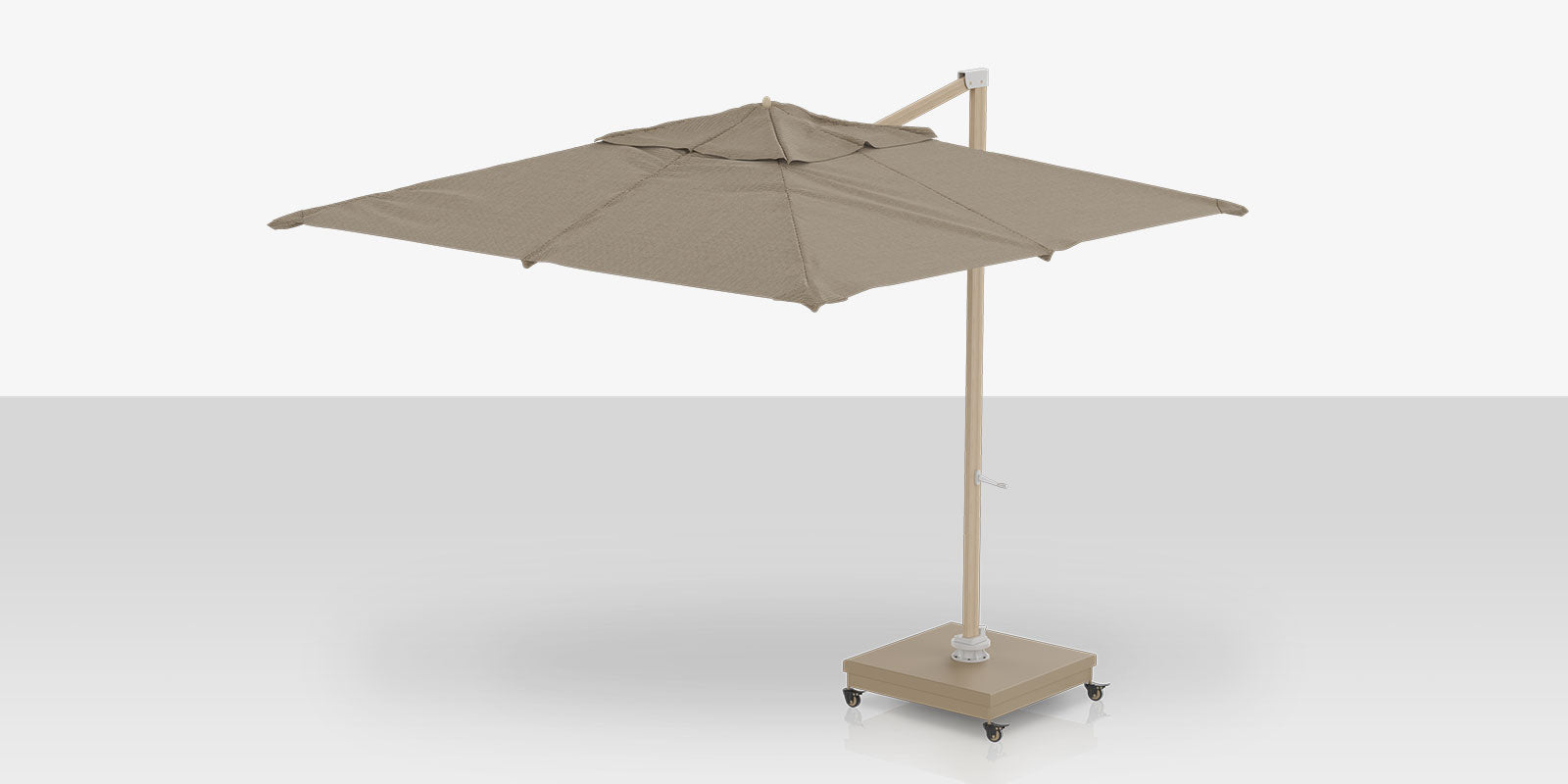 grand patio umbrella base Rio Grande 10' Cantilever Umbrella (Square) Wood Grain Finish Linen Tw