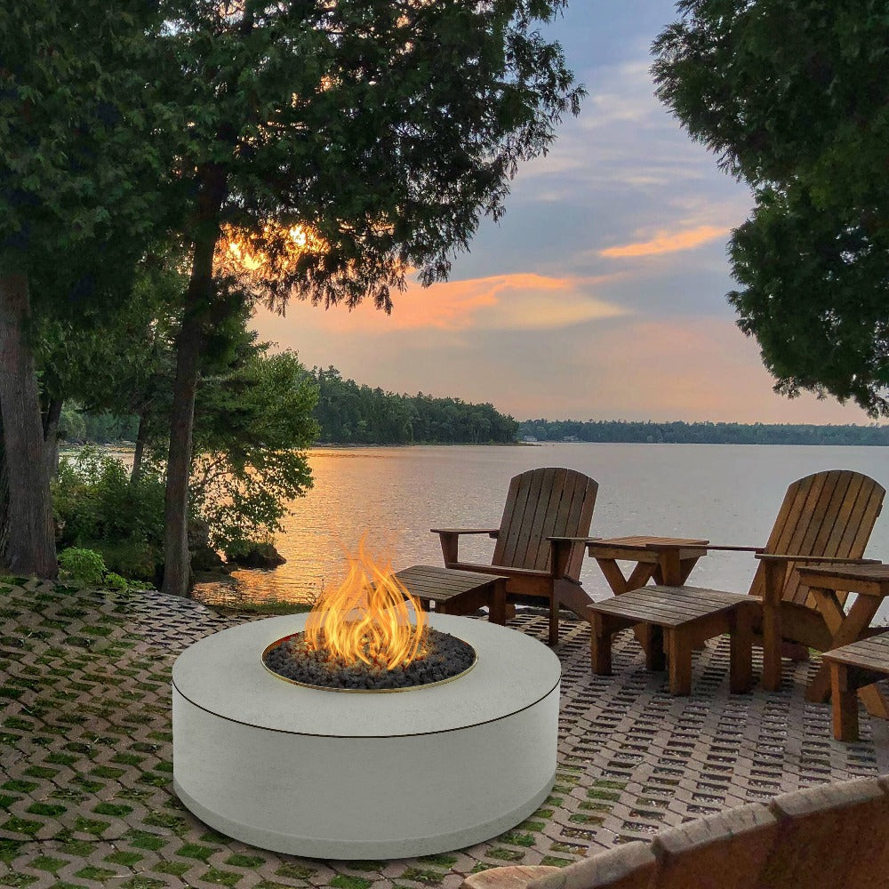 WARMING TRENDS READY TO FINISH  72 Inch Round Brass Propane Fire Pit
