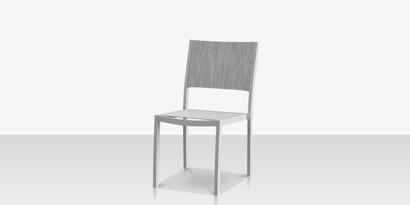 Fusion Dining Side Armless Chair - Kessler Silver Frame / Metallica Platinum Sling