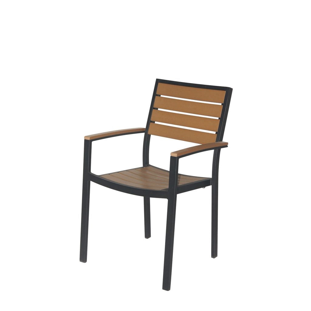 Napa Dining Arm Chair - Silver Frame/Teak Seat & Back