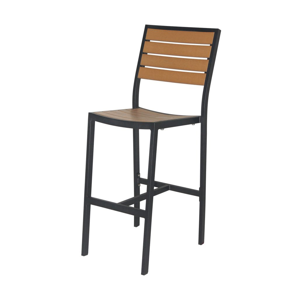 Napa Bar Side Chair - Silver Frame/Teak Seat & Back