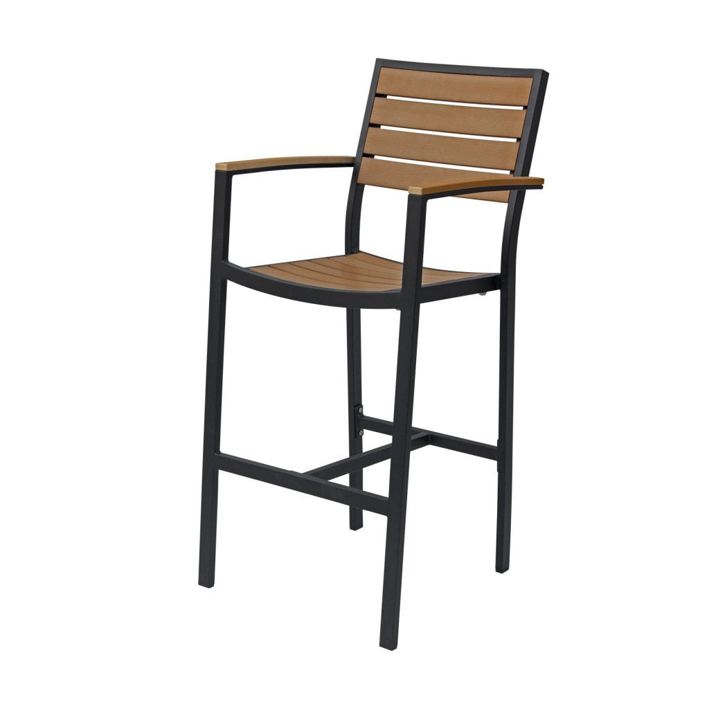 Napa Bar Arm Chair - Silver Frame/Teak Seat & Back
