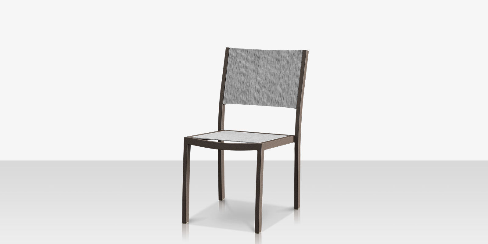 Fusion Dining Side Armless Chair - Tex Gray Frame / Metallica Platinum Sling