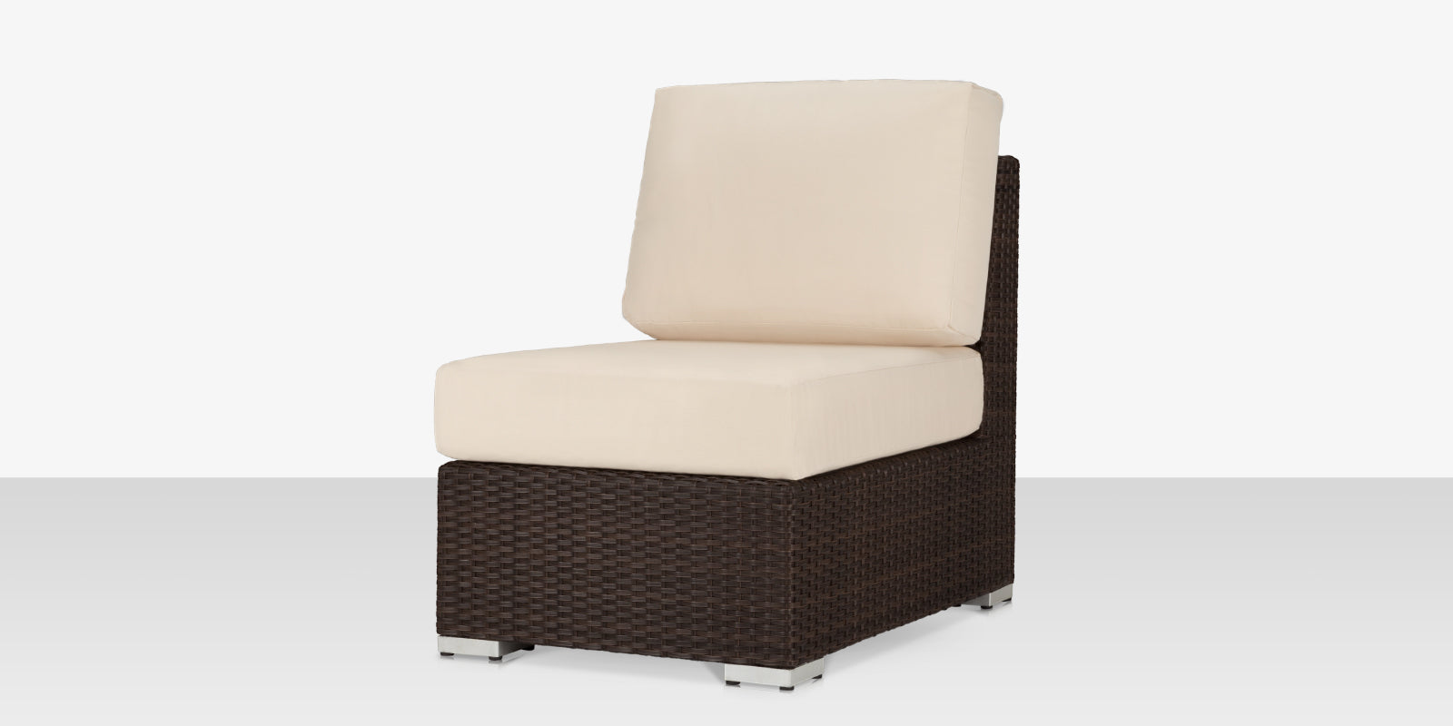 Lucaya Armles Chair-Espresso- with Standard Off-White Cushion