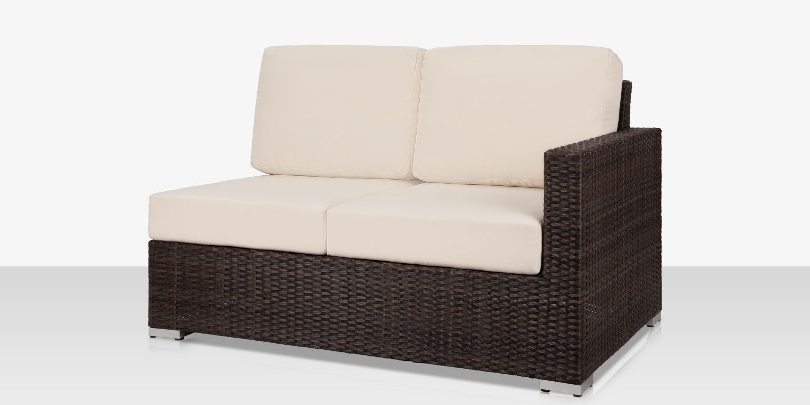 Lucaya Right Arm Loveseat -Espresso- with Standard Off-White Cushion