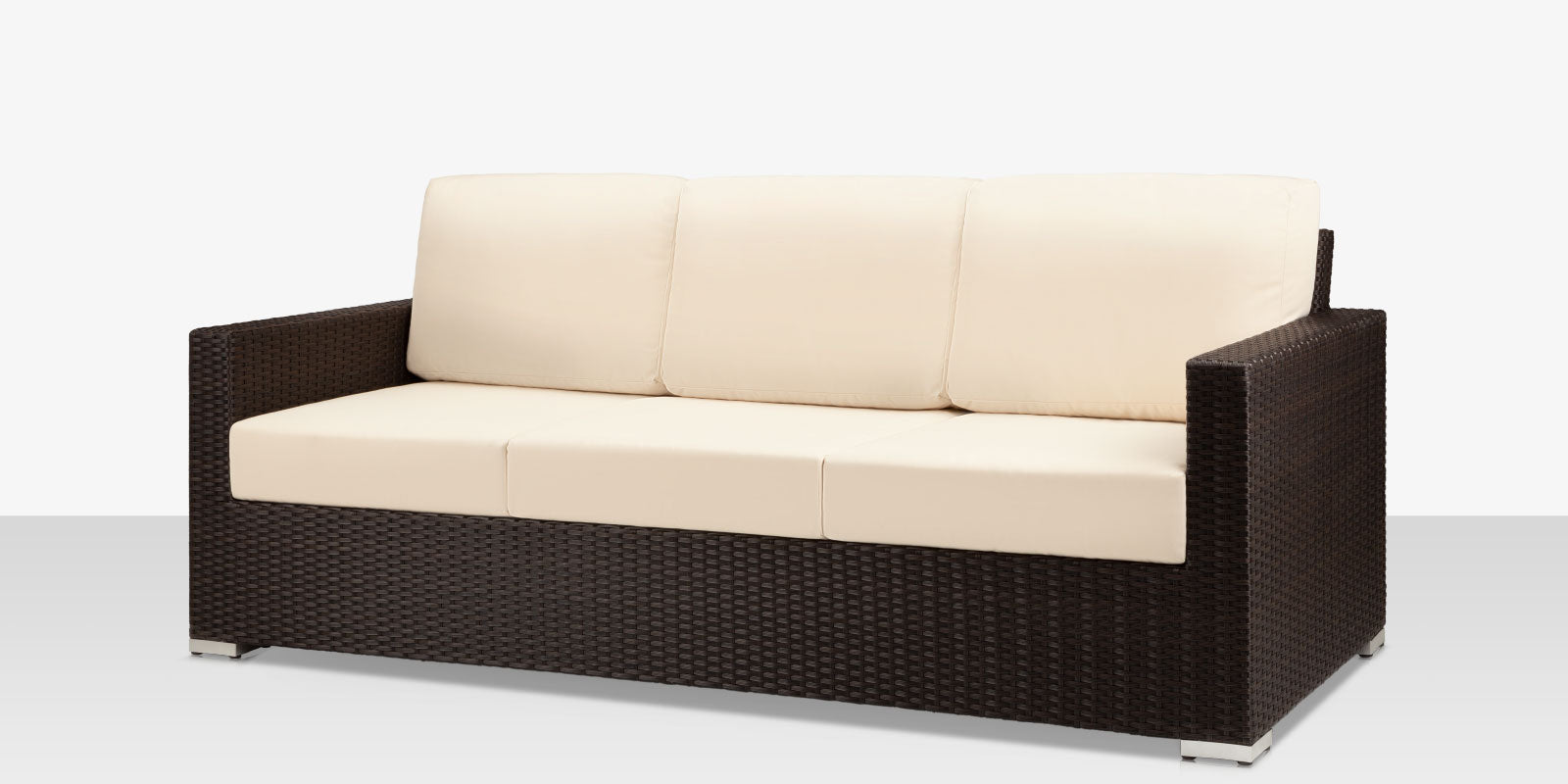 Lucaya Sofa- Espresso- with Standard Off-White Cushion