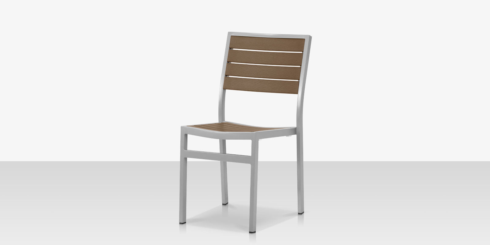 Napa Dining Side Chair - Silver Frame/Teak Seat & Back