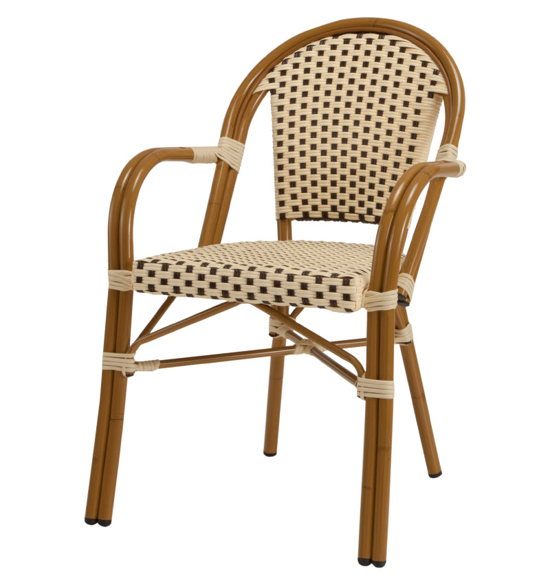 Paris Dining Arm Chair - Cream & Chocolate