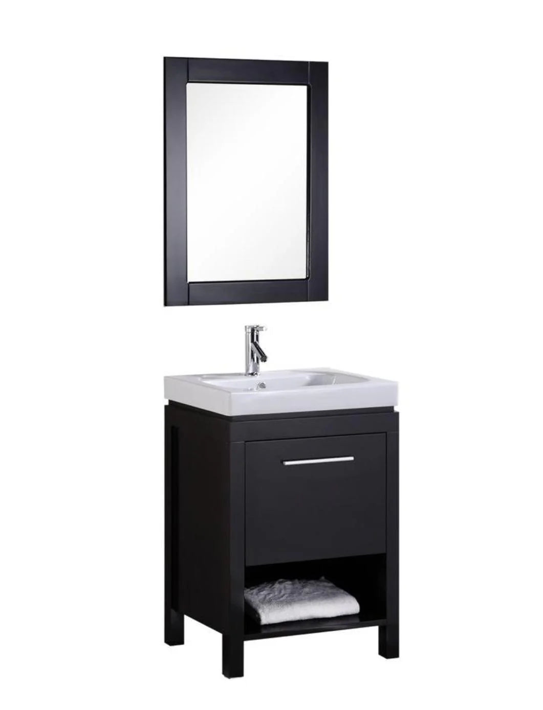 New York 24" Single Sink Vanity in Espresso with Integrated Porcelain Top