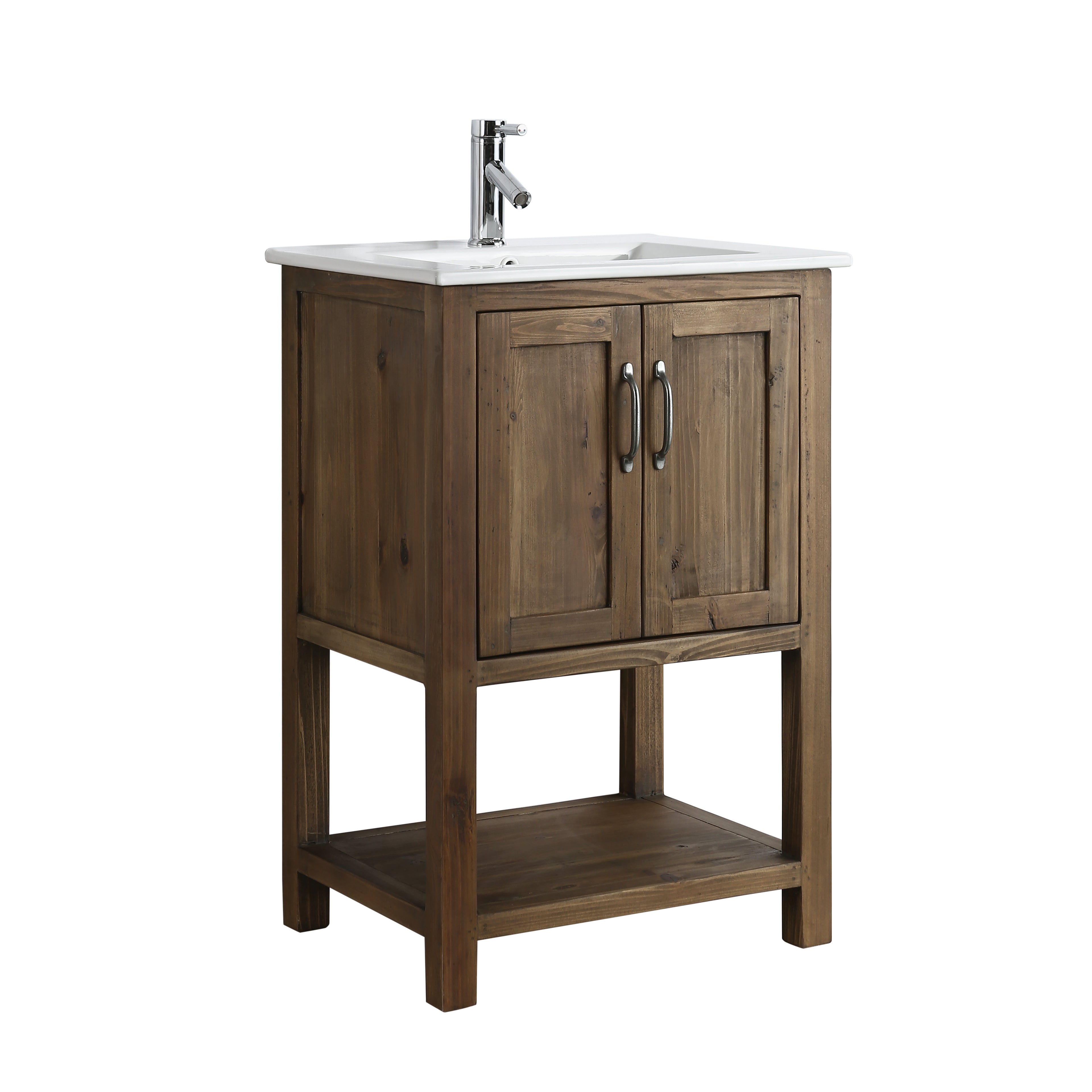 Austin 24" Single Sink Vanity in Walnut with Porcelain Top