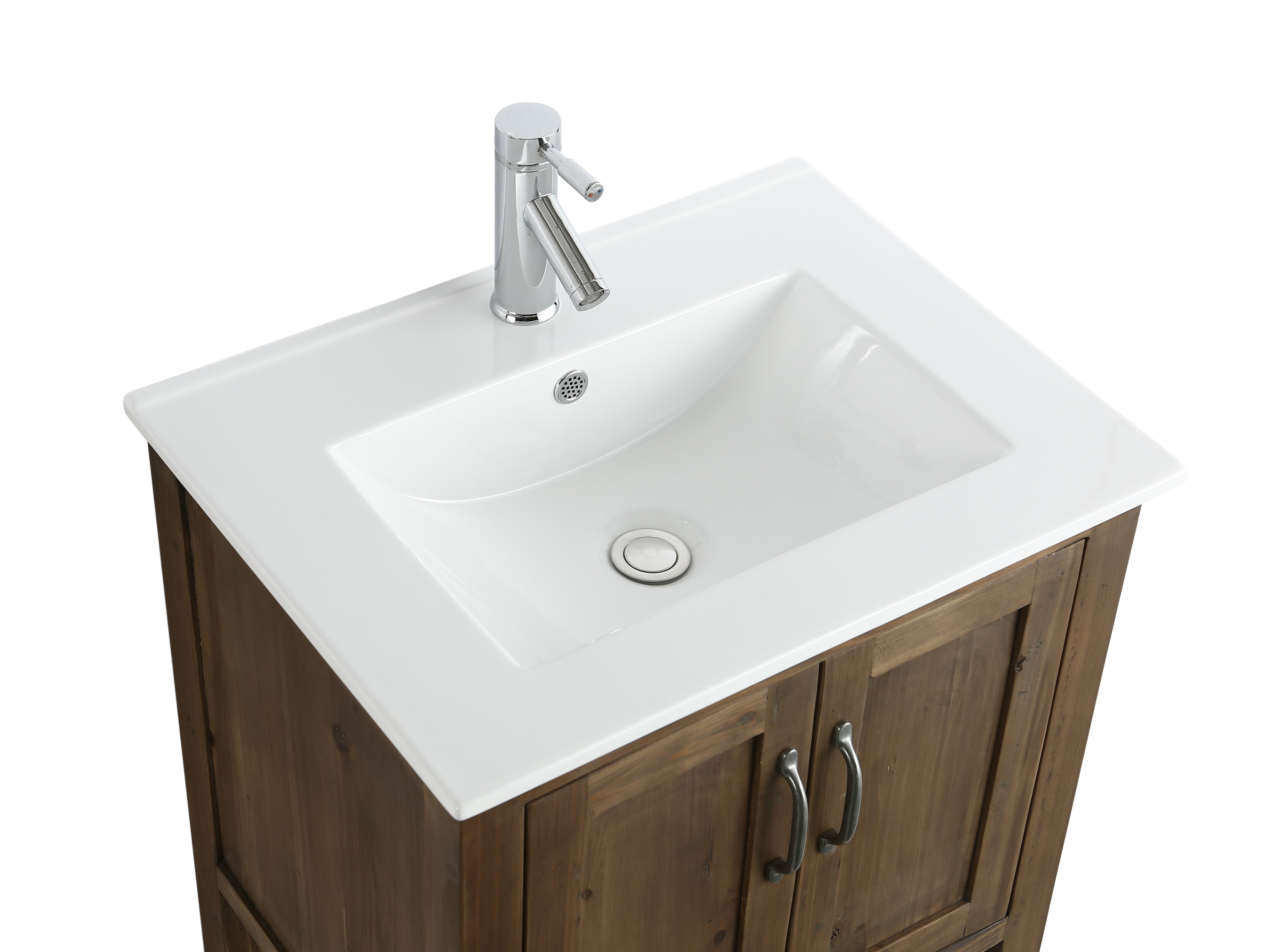 Austin 24" Single Sink Vanity in Walnut with Porcelain Top