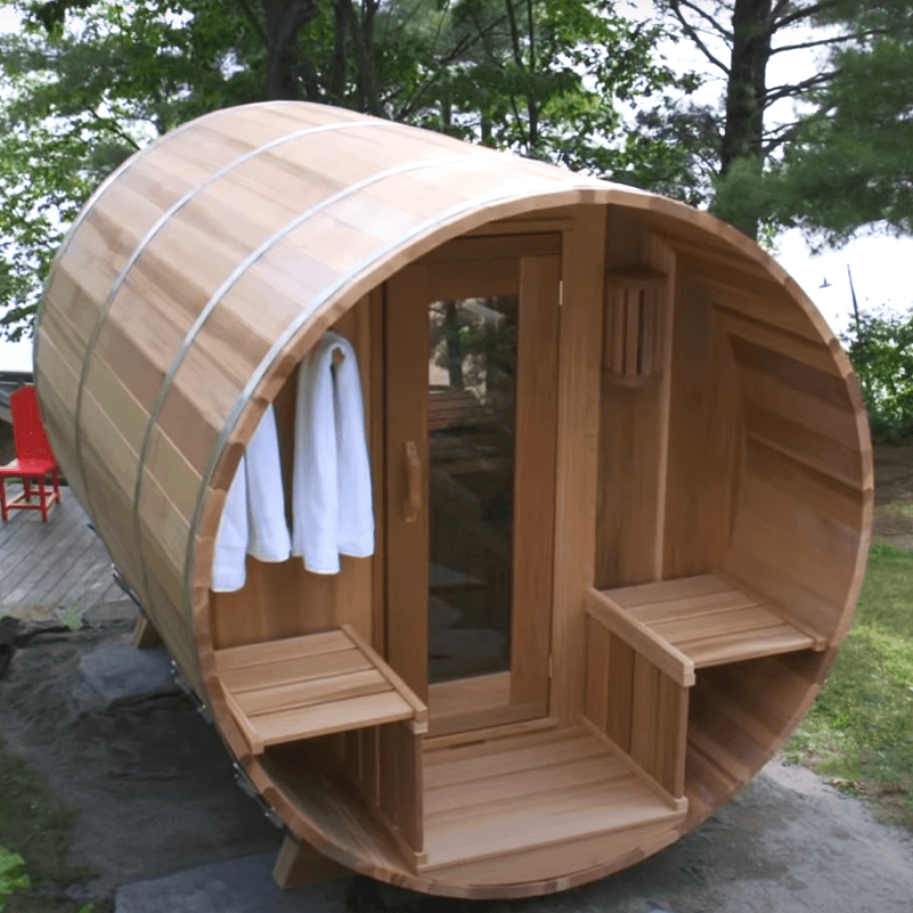 Panoramic View Cedar Barrel Saunas