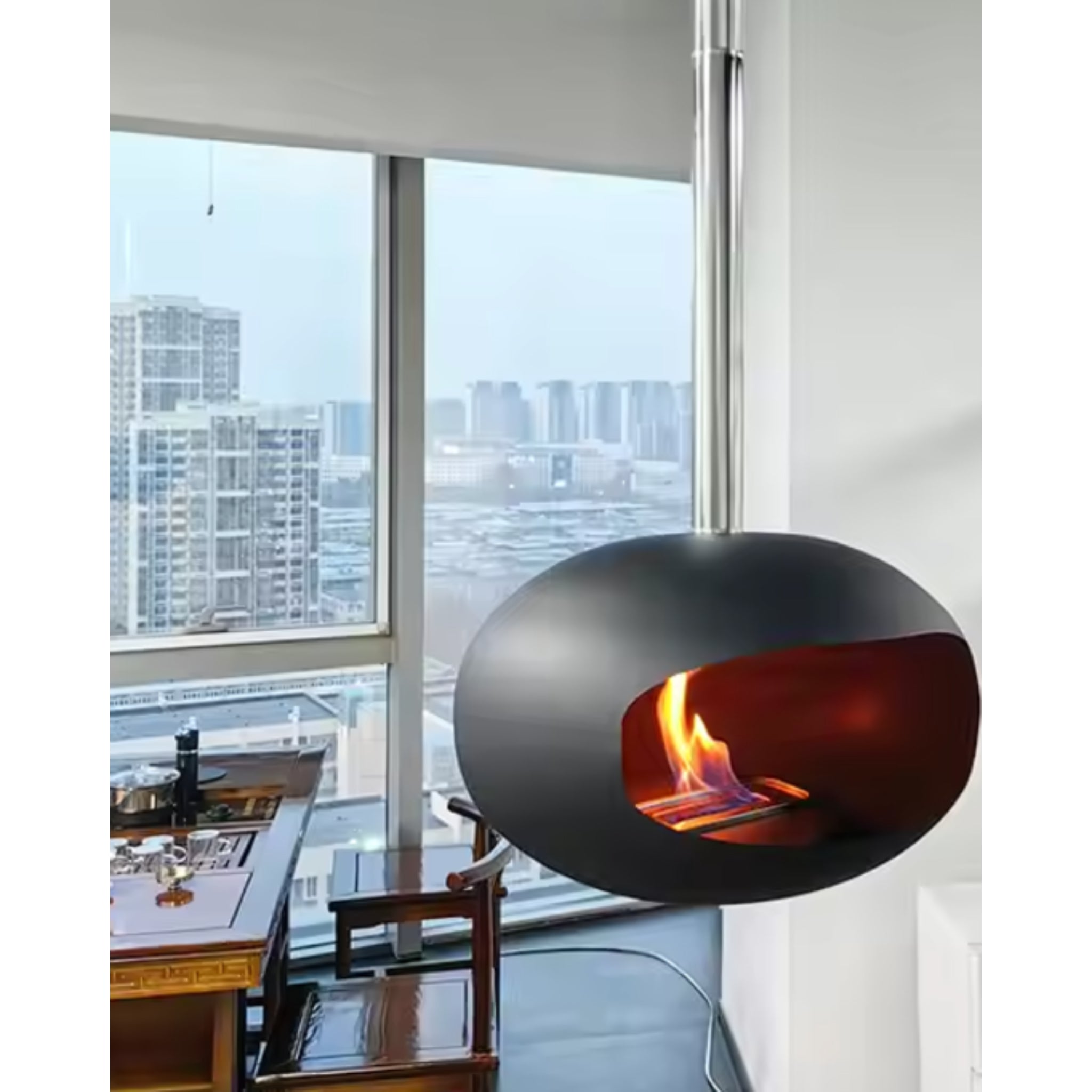 OrbFlame Oval Hanging Fireplace