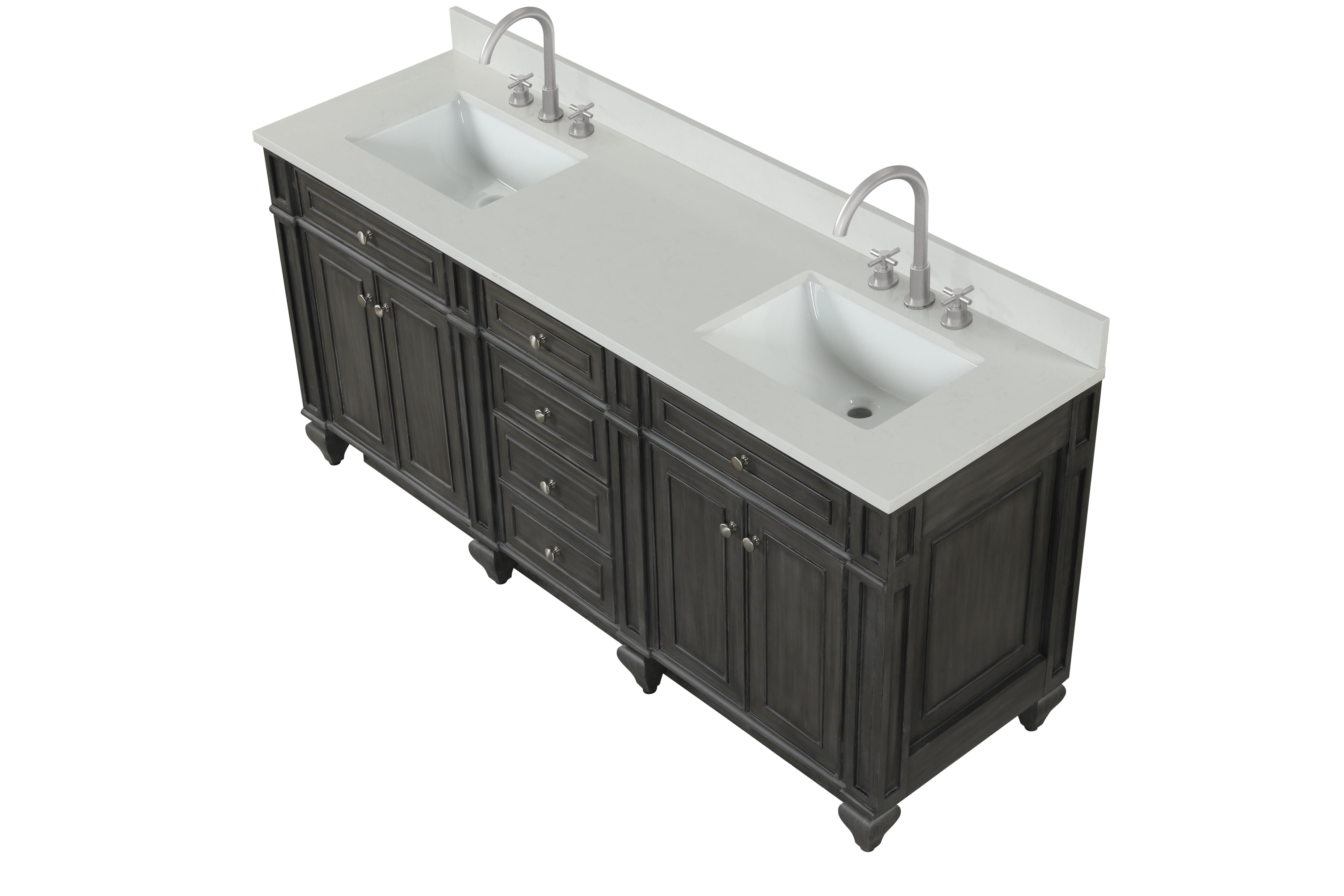 Winston Grey 72" Double Sink Vanity with White Quartz Top