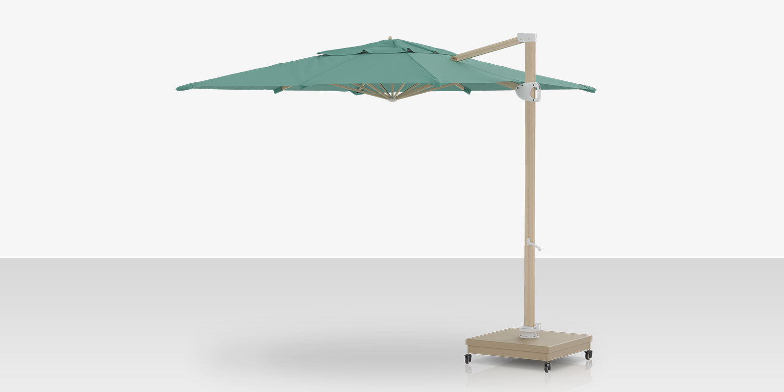 Rio Grande 10' Cantilever Umbrella (Square) Wood Grain Finish Aquamarine