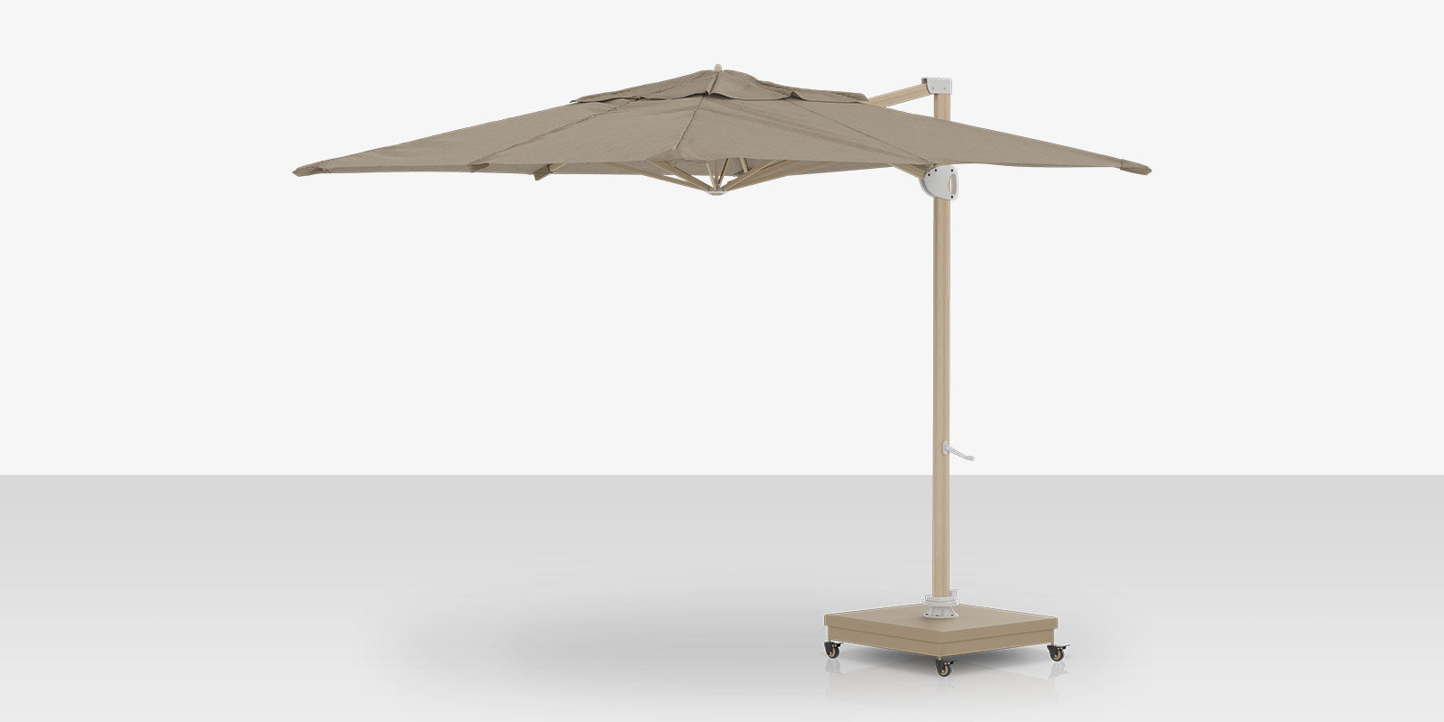 Rio Grande 10' Cantilever Umbrella (Square) Wood Grain Finish Linen Tweed